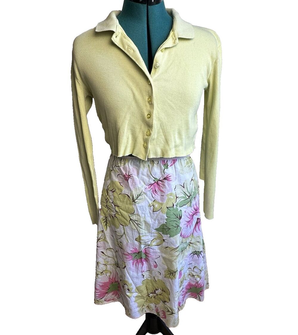 Vintage 90s Julie’s Closet Floral Skirt Women’s 3X A-Line Knee Length Cottagecor
